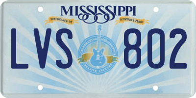 MS license plate LVS802