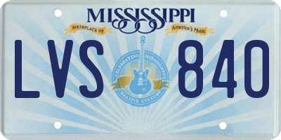 MS license plate LVS840