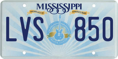 MS license plate LVS850