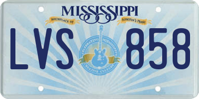 MS license plate LVS858