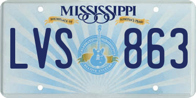 MS license plate LVS863