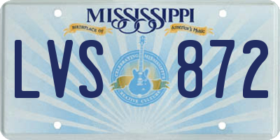MS license plate LVS872