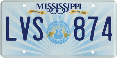 MS license plate LVS874