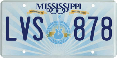 MS license plate LVS878