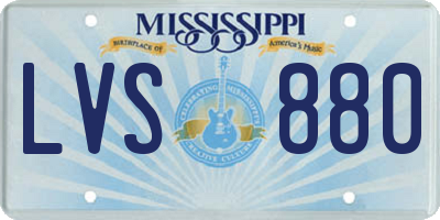 MS license plate LVS880
