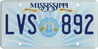 MS license plate LVS892