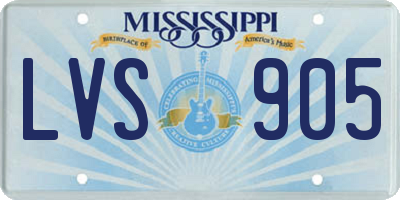 MS license plate LVS905