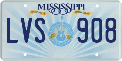 MS license plate LVS908