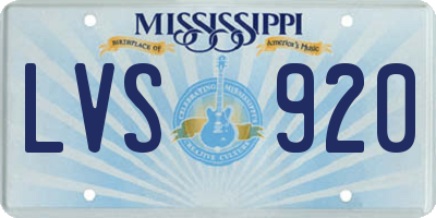 MS license plate LVS920