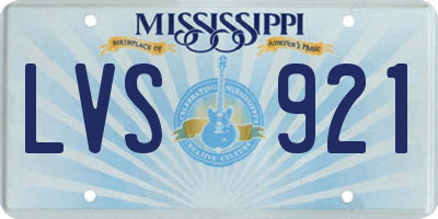 MS license plate LVS921