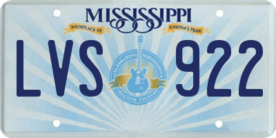 MS license plate LVS922