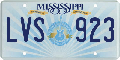 MS license plate LVS923