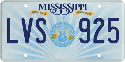 MS license plate LVS925