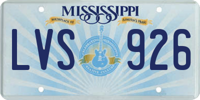 MS license plate LVS926