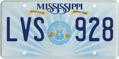 MS license plate LVS928