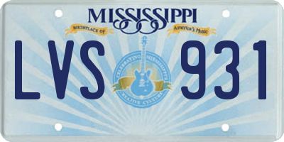 MS license plate LVS931