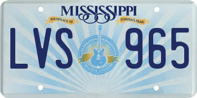 MS license plate LVS965