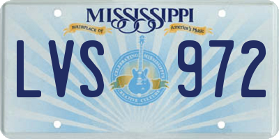 MS license plate LVS972