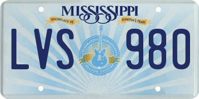 MS license plate LVS980