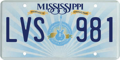 MS license plate LVS981