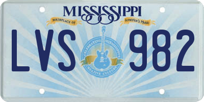 MS license plate LVS982