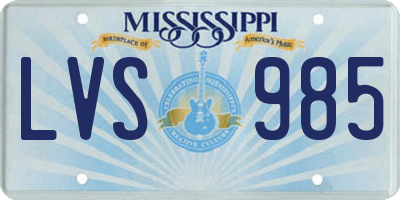 MS license plate LVS985