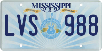 MS license plate LVS988