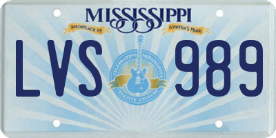 MS license plate LVS989