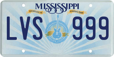MS license plate LVS999