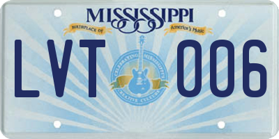 MS license plate LVT006