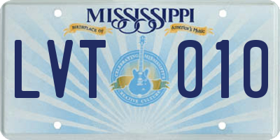 MS license plate LVT010