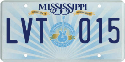 MS license plate LVT015