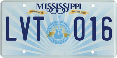 MS license plate LVT016