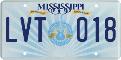 MS license plate LVT018