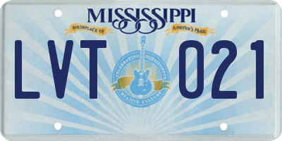 MS license plate LVT021