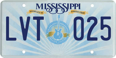 MS license plate LVT025