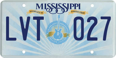 MS license plate LVT027