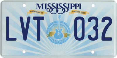 MS license plate LVT032