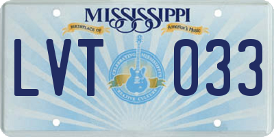 MS license plate LVT033