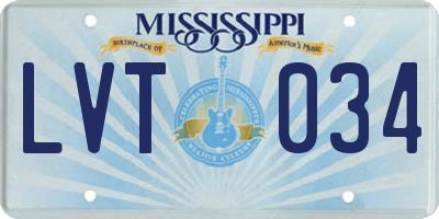 MS license plate LVT034