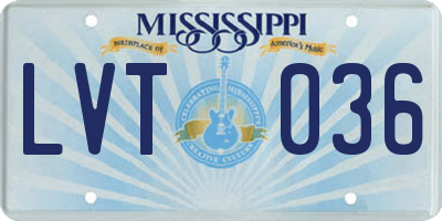 MS license plate LVT036
