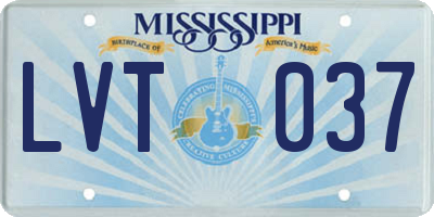 MS license plate LVT037