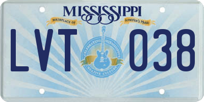 MS license plate LVT038