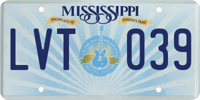 MS license plate LVT039