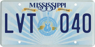 MS license plate LVT040