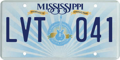 MS license plate LVT041