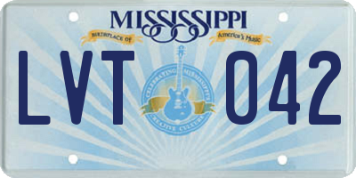 MS license plate LVT042