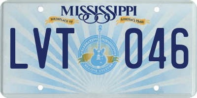 MS license plate LVT046