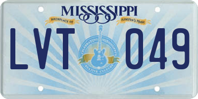 MS license plate LVT049