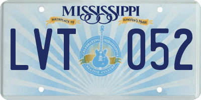 MS license plate LVT052